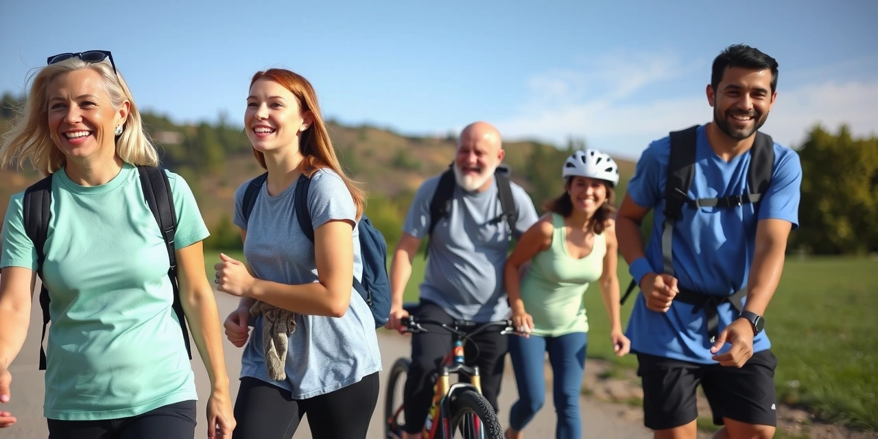 Glückliche, gesunde Menschen, die ihre Erfolge feiern