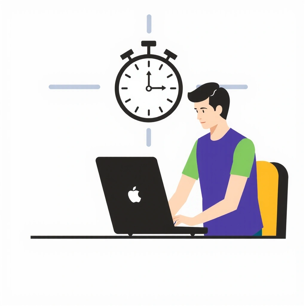 Person, die auf einem Laptop arbeitet, um Zeit zu sparen.